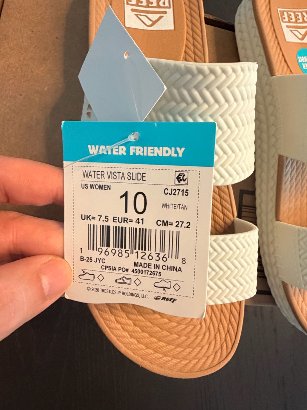Reef Water Vista Slide Sandals in White and Tan - Picture 6 of 6